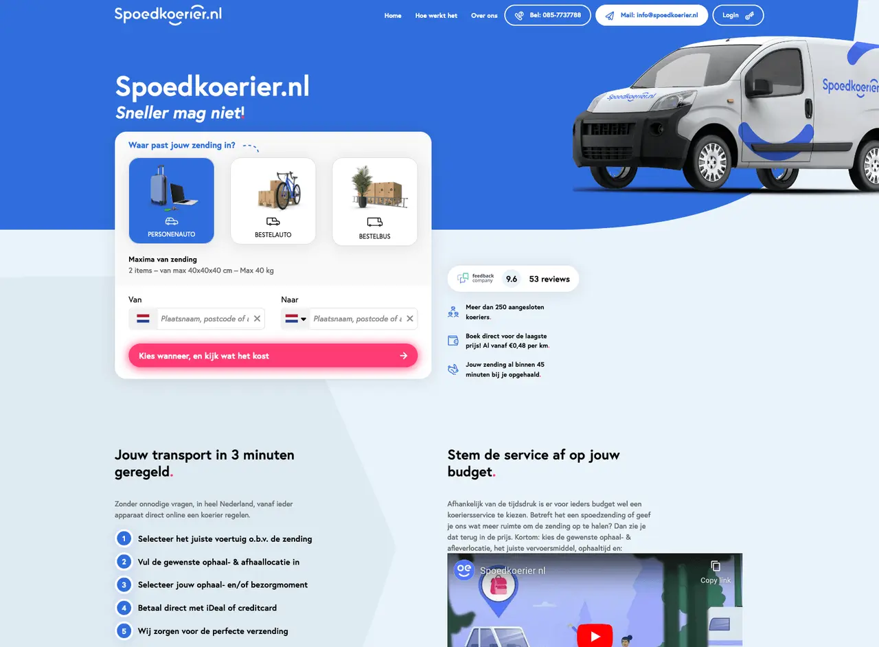 Project van Miller Digital voor Spoed Koerier