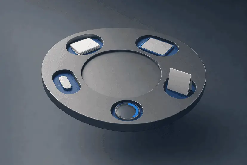 Abstracte illustratie van een console met documenten: beeld voor een klantportaal