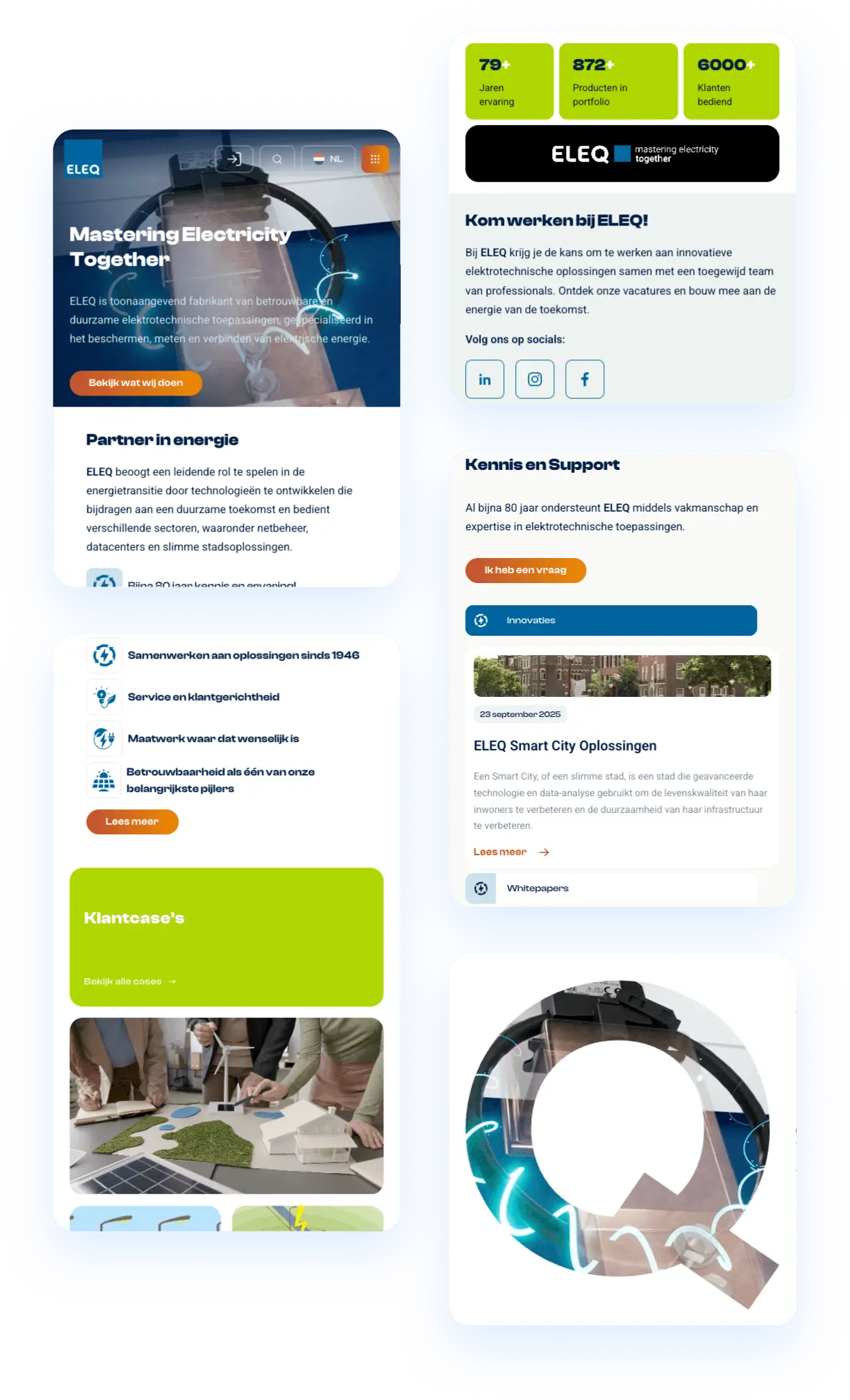 Schermen van de nieuwe ELEQ-website