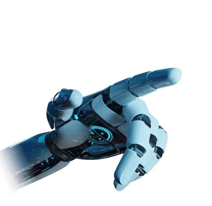 Een robothand die naar het Shopware-logo wijst