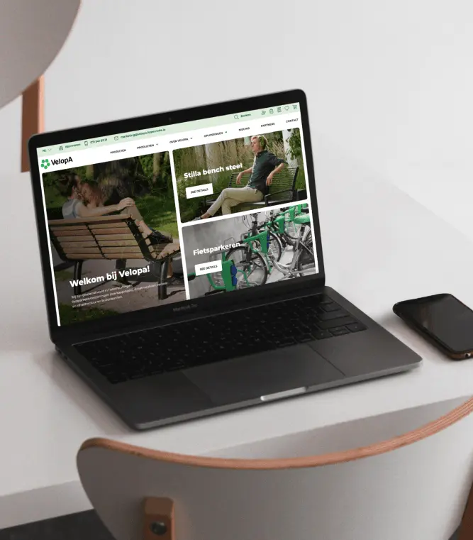 Een webshop van Miller Digital op een laptop